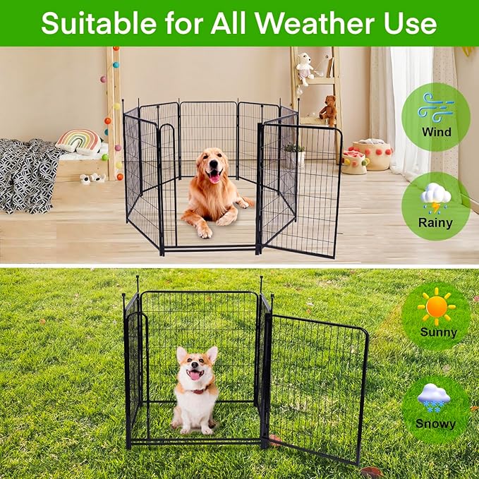 Garden Fencing 40 inch High, Dog Fence Outdoor for Yard, 8 Panels Total 18Ft(L),Gate 21 inches Wide with Low Sills. Fencing for Garden Beds, Rabbit Fence, Anti Dig Fences Barrier