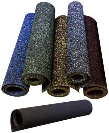 American Floor Mats 1/4in (7mm) Thick 10% Blue/Grey 4' x 9' Heavy Duty Rubber Rolls, Protective Exercise Mats, Home Gym Rubber Flooring
