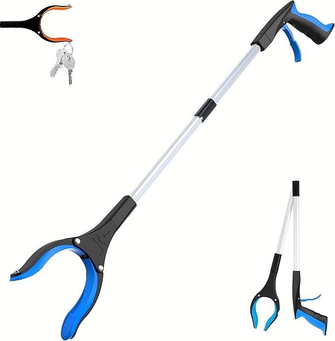 Grabber Reacher Tool - 32” Extra Long Foldable Gripper and Reaching Tool - Heavy Duty Pick Up Stick Grabbers for Seniors, Trash, Surgery Recovery Must Haves Gifts (Blue)