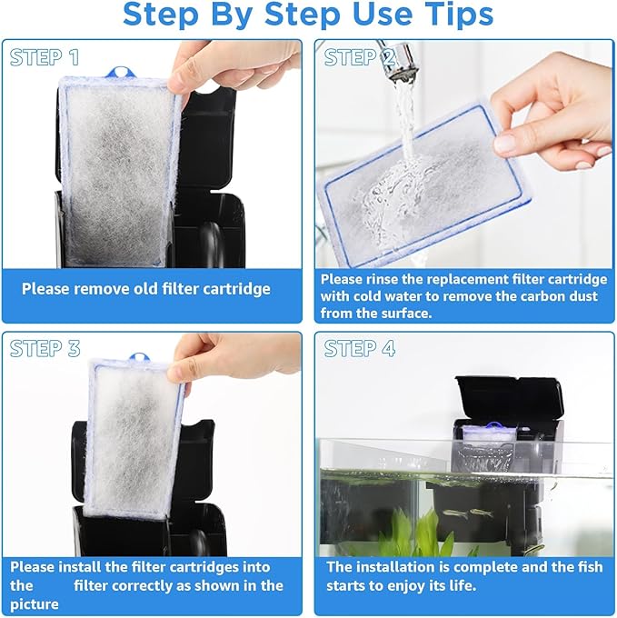 16 Count Assembled Large Filter Cartridges Compatible with Tetra Whisper Bio-Bag Filters 20i 40i IQ20/30/45/60 PF20/30/40/60, Large Replacement Filter Cartridges for Whisper Filters & Aquariums