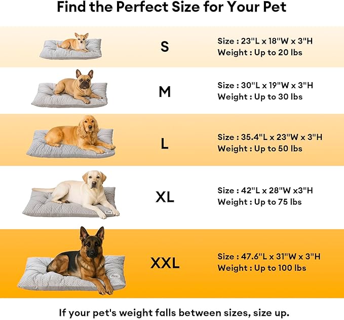 FUNNY FUZZY Washable Dog Bed,Reversible Plush Dog Crate Mat, Soft Fluffy Kennel Pad,Pet Sleeping Mattress for Large,Jumbo,Medium Sized Dogs Breeds,Indoor Cats,41.7" × 28.3", Light Grey