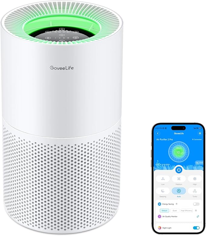 GoveeLife Air Purifiers for Home, Smart Air Purifier for Large Rooms with App & Alexa Control, Detachable Pre-filter, Covers up to 1162ft², Sleep Mode for Pet Hair, Pollen, Dust and Smoke