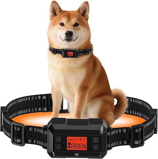 GPS Dog Collar Fence System. PetHey Wireless Dog Fence System, IPX7 Waterproof, 33–999 Yd Adjustable Boundary, Auto Memory Setting, Vibration & Shock Collar for Dogs, Dog Fencing Outdoor for Yard