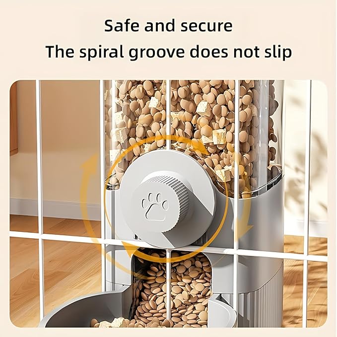 GPY Automatic Hanging Gravity Pet Feeder and Water Dispenser Set ，Automatic Dog Feeder and Dog Water Dispenser for Dogs Cats Pets Animals Large Capacity (Blue Water Feeder&Food Feeder) (Grey)