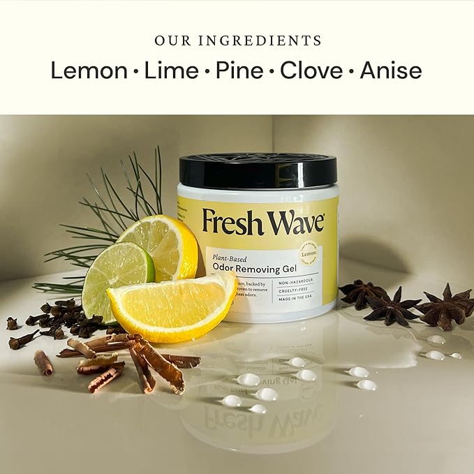 Fresh Wave Lemon Odor Removing Gel, 15 oz., Pack of 2 - Safer Odor Absorbers for Home, Natural Plant-Based Odor Eliminator, Every 15 oz. lasts 30-60 Days, For Cooking, Trash & Pets