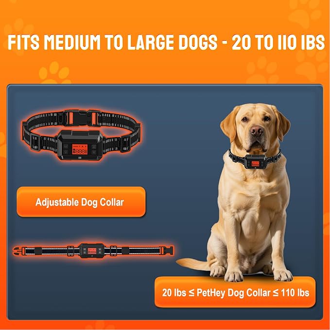 GPS Dog Collar Fence System. PetHey Wireless Dog Fence System, IPX7 Waterproof, 33–999 Yd Adjustable Boundary, Auto Memory Setting, Vibration & Shock Collar for Dogs, Dog Fencing Outdoor for Yard