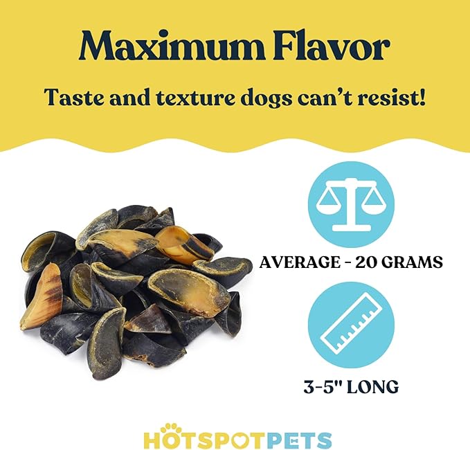 Full-Size Cow Hooves for Dogs | (50 Pack) All-Natural Long Lasting Dog Chews | Made from Grass Fed Cattle | Tasty Treat for Oral Hygiene | Fantastic Alternative for Rawhide and Bully Sticks