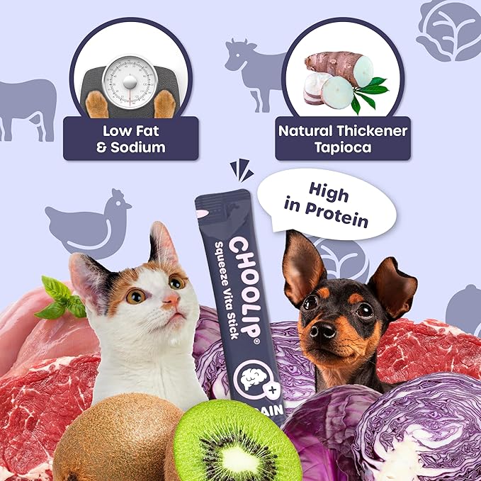 Grab & Go Squeeze Vita Stick Lickable Treats for Dogs & Cats. 49 Brain Support Sticks with Essential multivitamins. Soft and Tasty Paste for All Life Stages, Supporting Brain Health