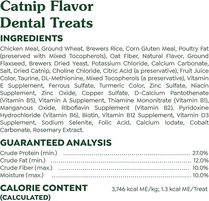 Greenies Feline Dental Cat Treats, Catnip Flavor, 21 oz. Tub