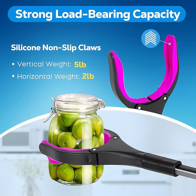 Grabber Reacher Tool - 32” Extra Long Foldable Gripper and Reaching Tool - Heavy Duty Pick Up Stick Grabbers for Seniors, Trash, Surgery Recovery Must Haves Gifts (Black Purple)